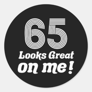 Sticker Rond Amusant 65ème anniversaire pour elle