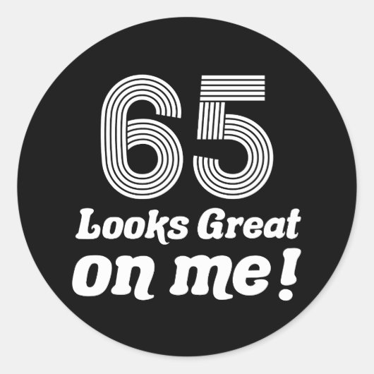 Sticker Rond Amusant 65ème anniversaire pour elle (Devant)