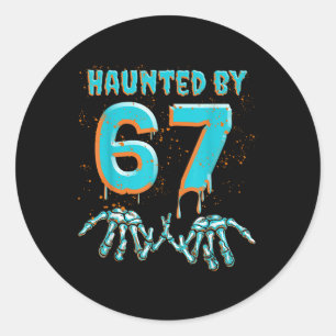 Sticker Rond Amusant 67 Mème Halloween Main de squelette hantée