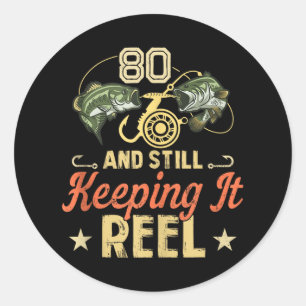 Sticker Rond Amusant 80ème Anniversaire Chemise de Pêche Débard