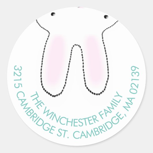 Sticker Rond Amusant à l'envers en bas de Pâques lapin blanc tu (Devant)