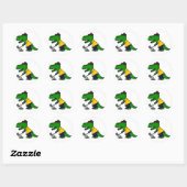 Sticker Rond Amusant Alligator Jouer Golf (Feuille)