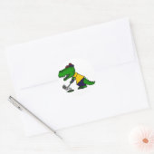 Sticker Rond Amusant Alligator Jouer Golf (Enveloppe)