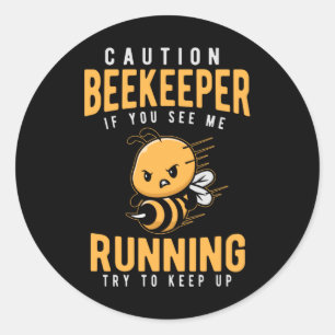 Sticker Rond Amusant apiculteur plaisanter Humour abeille