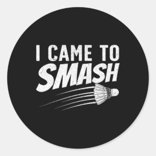 Sticker Rond Amusant Badminton Design Pour Hommes Femmes Enfant