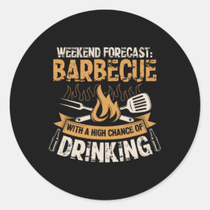 Sticker Rond Amusant Barbecue Cuisinier Maître Grill Rbecue Ama