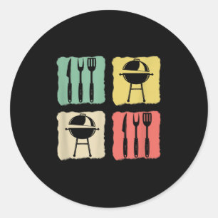 Sticker Rond Amusant Barbecue Grill Grill Plaisanterie Fumer Me