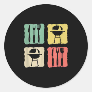 Sticker Rond Amusant Barbecue Grill Grill Plaisanterie Fumer Me