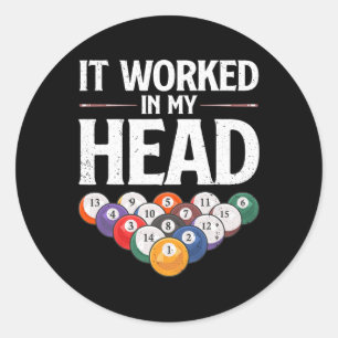 Sticker Rond Amusant Billard Design Pour Hommes Femmes Cue Spor