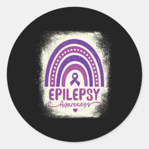 Sticker Rond Amusant Bleached Arc-en-ciel Purple Ribbon Epileps