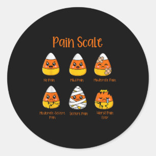 Sticker Rond Amusant Bonbon Corn Échelle de douleur Halloween p