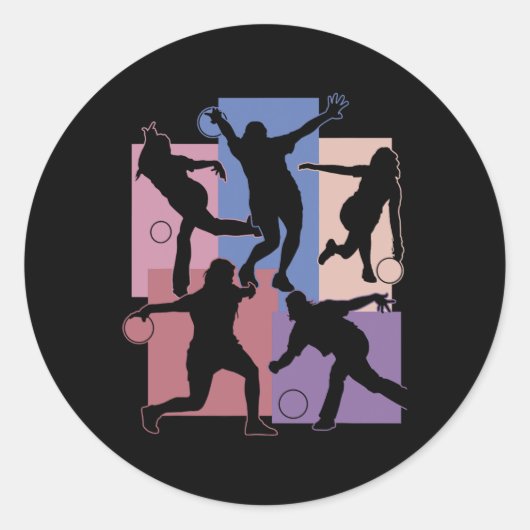 Sticker Rond Amusant Bowler Joueur de Bowler Game (Devant)