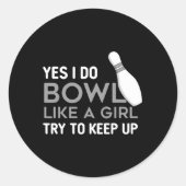 Sticker Rond Amusant Bowling Joueuse Joueuse Bowler Enthousiast (Devant)