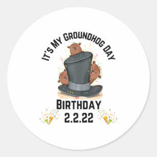 Sticker Rond Amusant C'est Mon Anniversaire De La Marmotte 2.2.