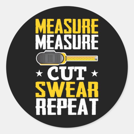 Sticker Rond Amusant charpentier de bois de travail plaisanteri (Devant)