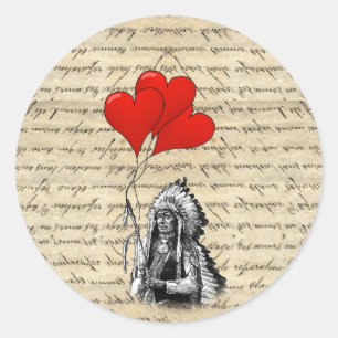 Sticker Rond Amusant chef indien et ballons cardiaques