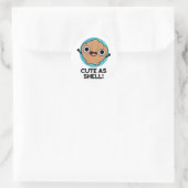 Sticker Rond Amusant Comme Coquille Funny Seashell Pun (Sac)