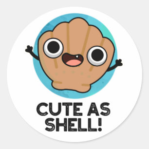 Sticker Rond Amusant Comme Coquille Funny Seashell Pun