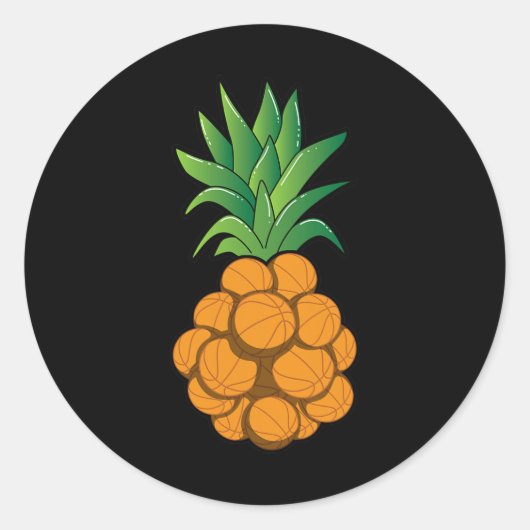 Sticker Rond Amusant cool de basket-ball conception ananas - ar (Devant)