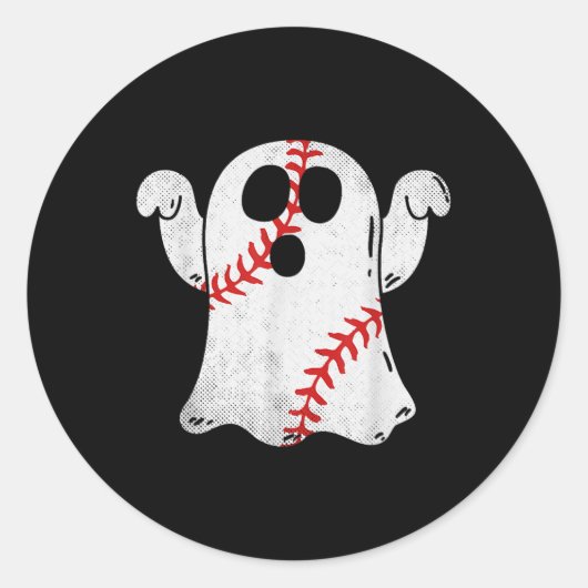 Sticker Rond Amusant Costume Halloween Baseball Ghost Baseball  (Devant)