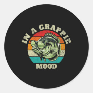 Sticker Rond Amusant Dans Une Humeur Crappie Retro Pêche Sarcas