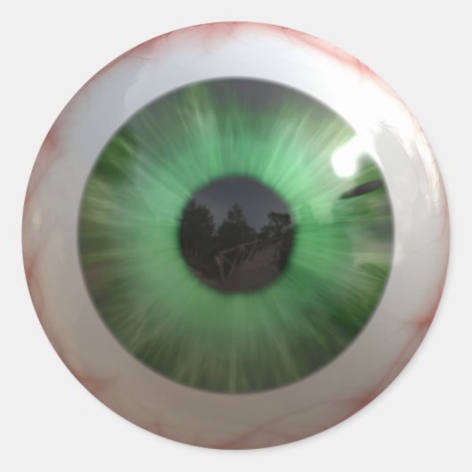 Sticker Rond Amusant Déplaisant Green Eye-ball - Étrange, Taste (Devant)