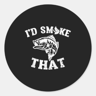 Sticker Rond Amusant Distressed Id Fumer Que Poisson Filet Barb