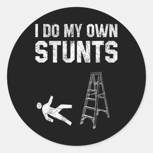 Sticker Rond Amusant Échelle Chute Cadeau Broken Oone Main Se B (Devant)