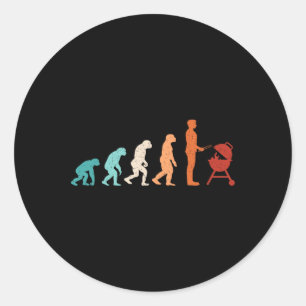 Sticker Rond Amusant Évolution Grillation Barbecue Grill Lover