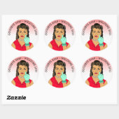 Sticker Rond Amusant Flipping Bird Ethnic Retro Lady (Feuille)