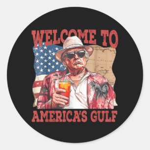 Sticker Rond Amusant Golfe Des États-Unis Trump Bienvenue Dans