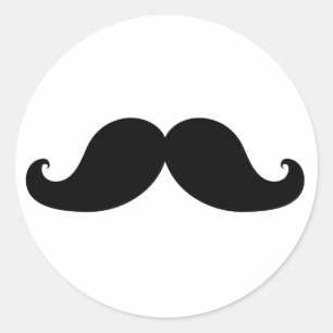Sticker Rond Amusant Humour de moustache noire