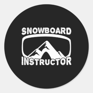 Sticker Rond Amusant instructeur de snowboard Ventilateur de sn
