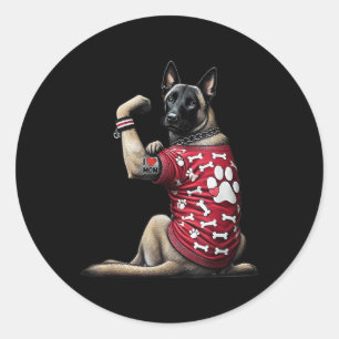Sticker Rond Amusant J'Aime Maman Tattoo Belge Malinois Maman P