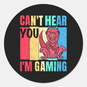 Sticker Rond Amusant jeu de casque de joueur ne peut pas vous e