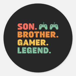 Sticker Rond Amusant Joueur Frère Son Joueur Légende Hommes