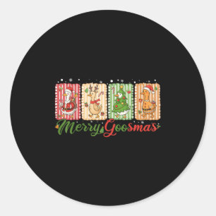 Sticker Rond Amusant Joyeux Goosemas Canard de Noël Silly Goose