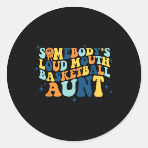 Sticker Rond Amusant La Tante de Basketball à bouche forte de q