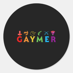Sticker Rond Amusant Lgbt Pride Gay Gamer Vidéo Joueur