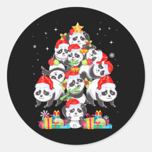 Sticker Rond Amusant mignonne Panda Arbre de Noël Pet Panda Lov