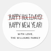 Sticker Rond Amusant Moderne Fin Bonne Année (Devant)