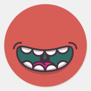 Sticker Rond Amusant Monstre De La Bouche.
