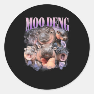 Sticker Rond Amusant Moo-deng Baby Pygmy Hippo Cute Zoo Pour Fa