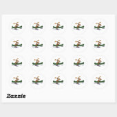 Sticker Rond Amusant Moose Canoë Design (Feuille)