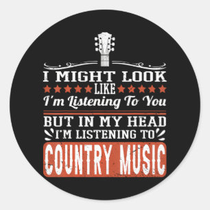 Sticker Rond Amusant Musique country western