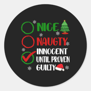 Sticker Rond Amusant Nice Naughty Innocent Noël Noël Noël Noël