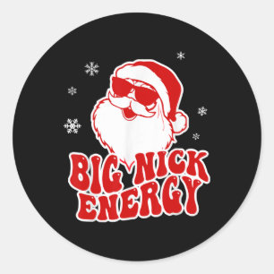 Sticker Rond Amusant Noël Grande Énergie Nick Santa Mauvais Adu