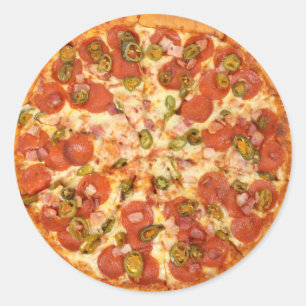 Sticker Rond Amusant Nové Cool Nourriture Pizza Thème Cuisine