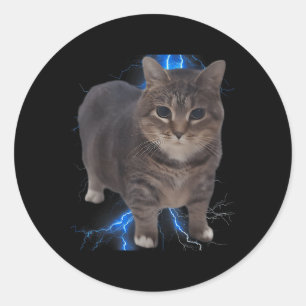 Sticker Rond Amusant Oiia Oiia rotation de chat mème chat Brain