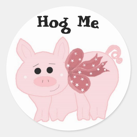 Sticker Rond Amusant Petit Cochon De Chien (Devant)